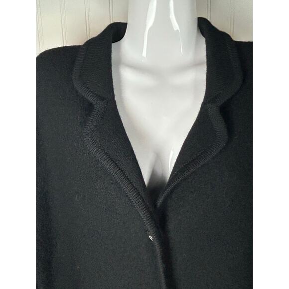 Deane And White 100% Wool  Dark black Button Up Jacket size L 2 small hole new - Picture 3 of 11